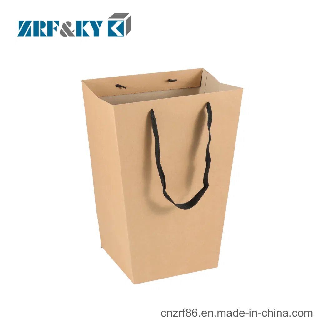 Custom Recycle Logo Printed Strong Brown Kraft Paper Packaging Gift Bags