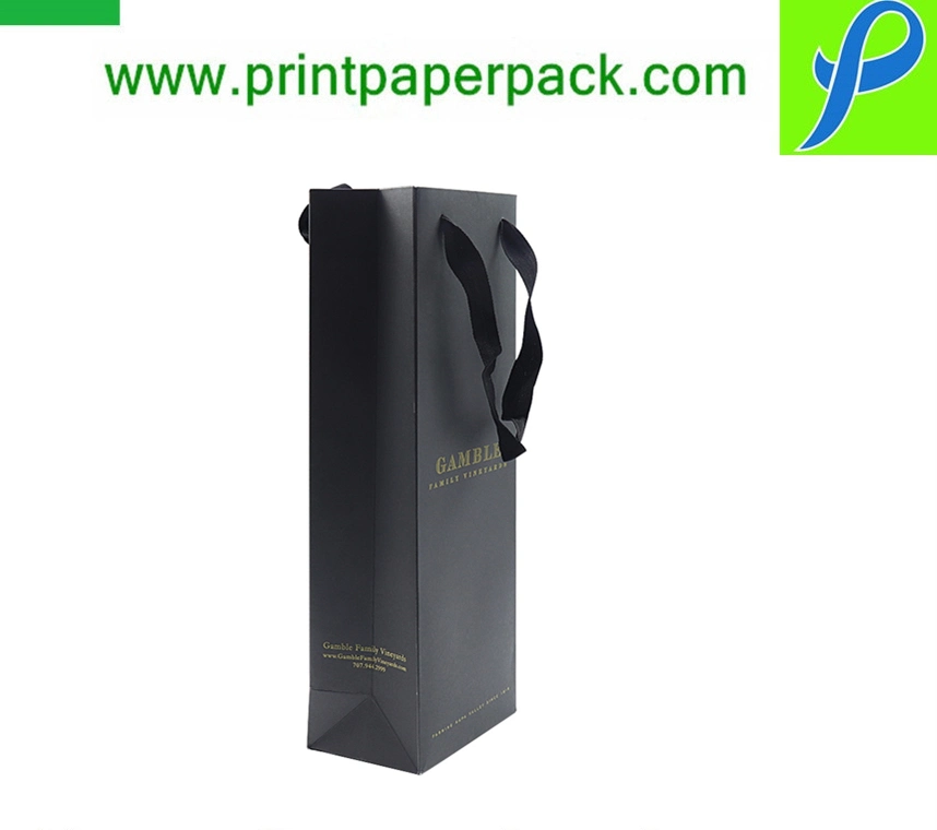 Luxury Branded Cardboard Paper Gift Bag with Grain and Rope Handle