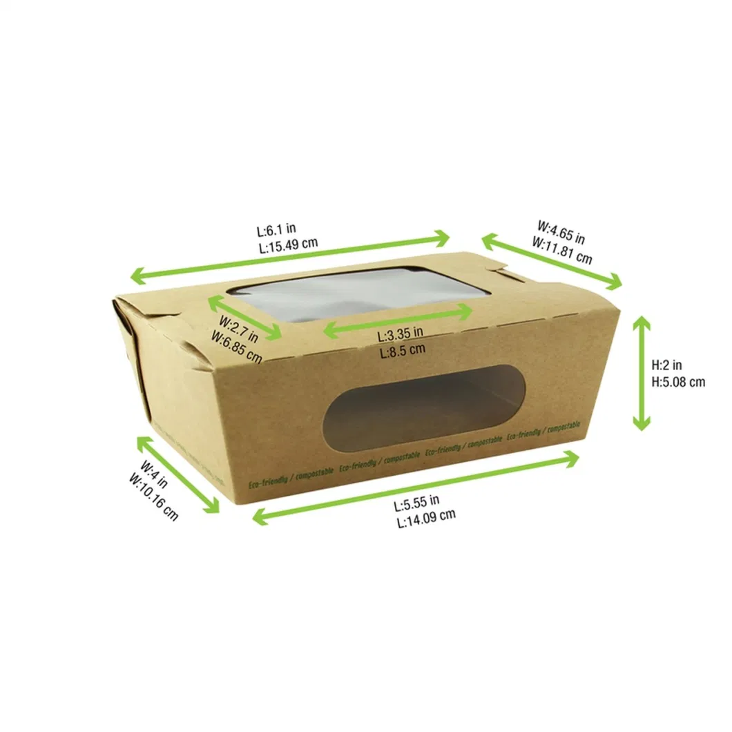 High Quality Salad Food Takeaway Kraft Paper Box with Window