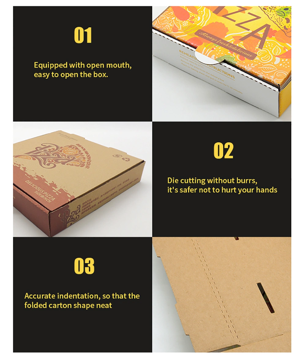 High Quality Customized Design Portable Paper Packing Box Disposable Square Pizza Boxes