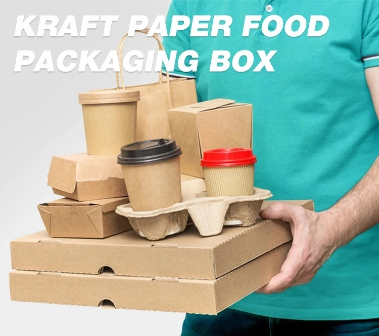 Customized Disposable Kraft Food Packaging Take Away Paper Box