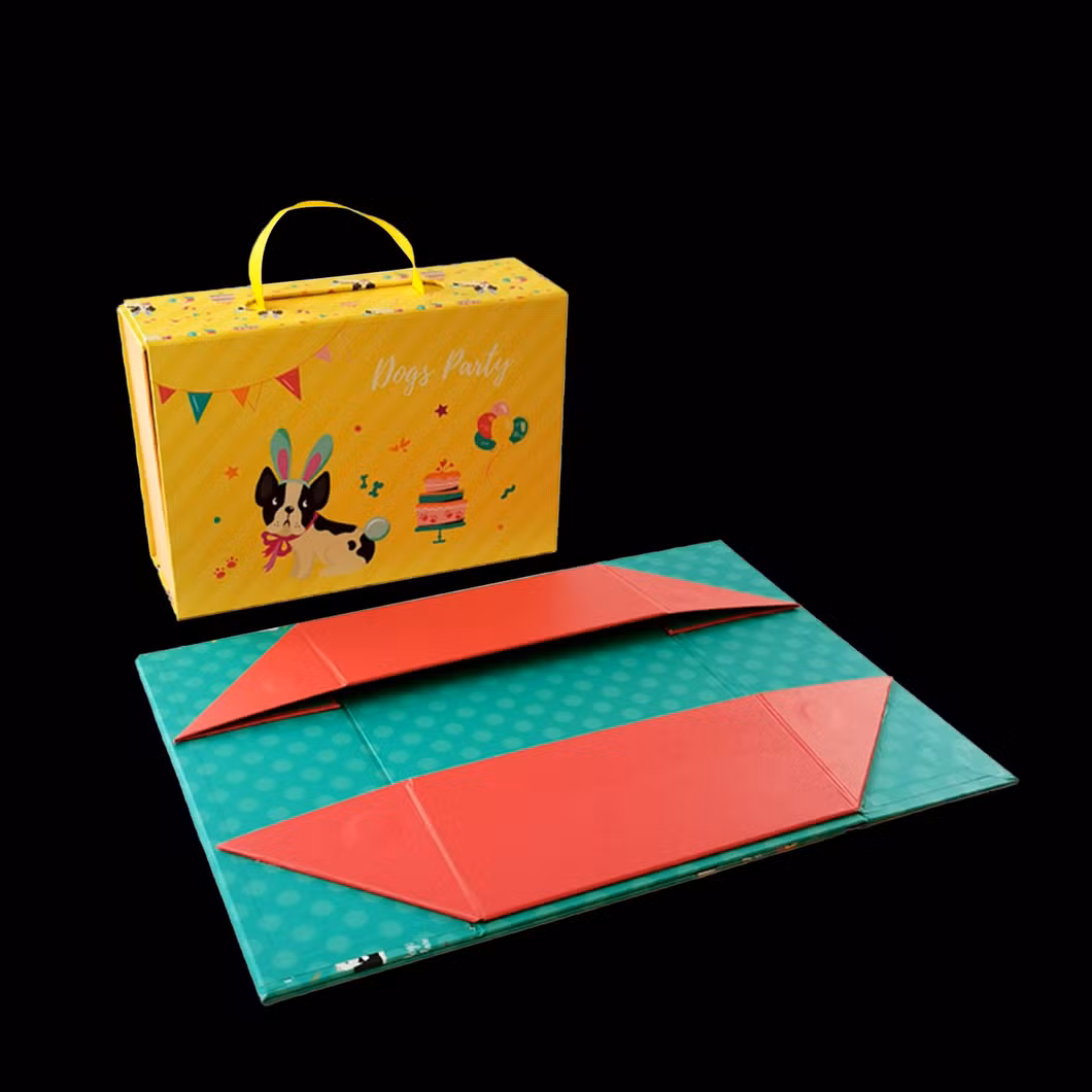 FSC BSCI Custom Full Color Printing Luxury Fashion Flat Toy Packing Foldable Cardboard Carton Paper Packaging Gift Present Shipping Storage Box with Handle