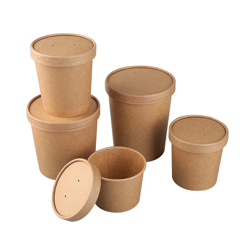 Disposable 100% Biodegradable Compostable Eco-Friendly Takeaway Take out Bento Box Soup Salad Paper Bowl Food Container