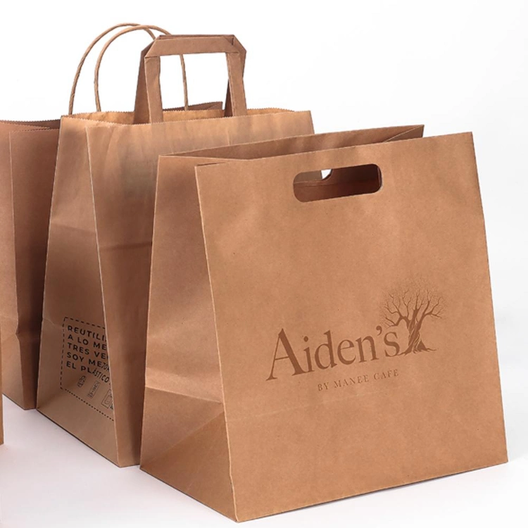 Custom Eco Friendly Brown Gift Takeaway Paper Kraft Packaging Bags