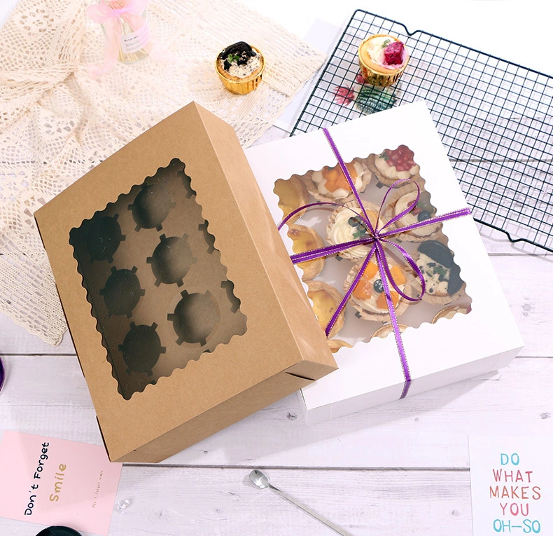 Wholesale Custom White Kraft Paper Bakery Birthday Christmas Wedding Favor Cupcake Packaging Cake Box