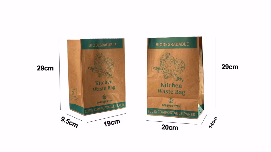 Compostable Paper Food Waste Bag Disposable Kitchen Waste Paper Bag with PLA Film