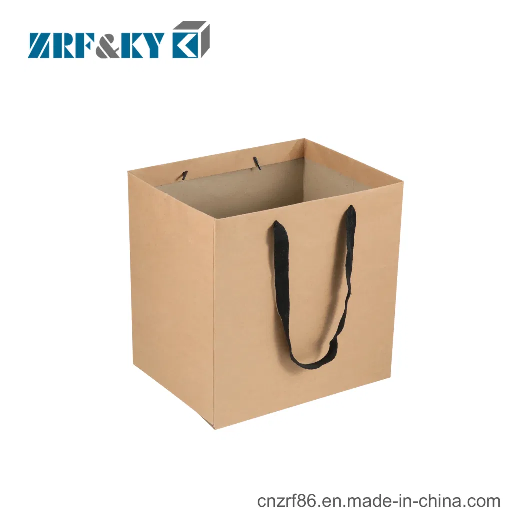 Custom Recycle Logo Printed Strong Brown Kraft Paper Packaging Gift Bags