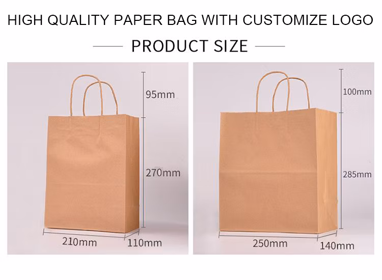 Custom Printed Your Own Logo White Brown Kraft Gift Craft Shopping Paper Bag with Handles