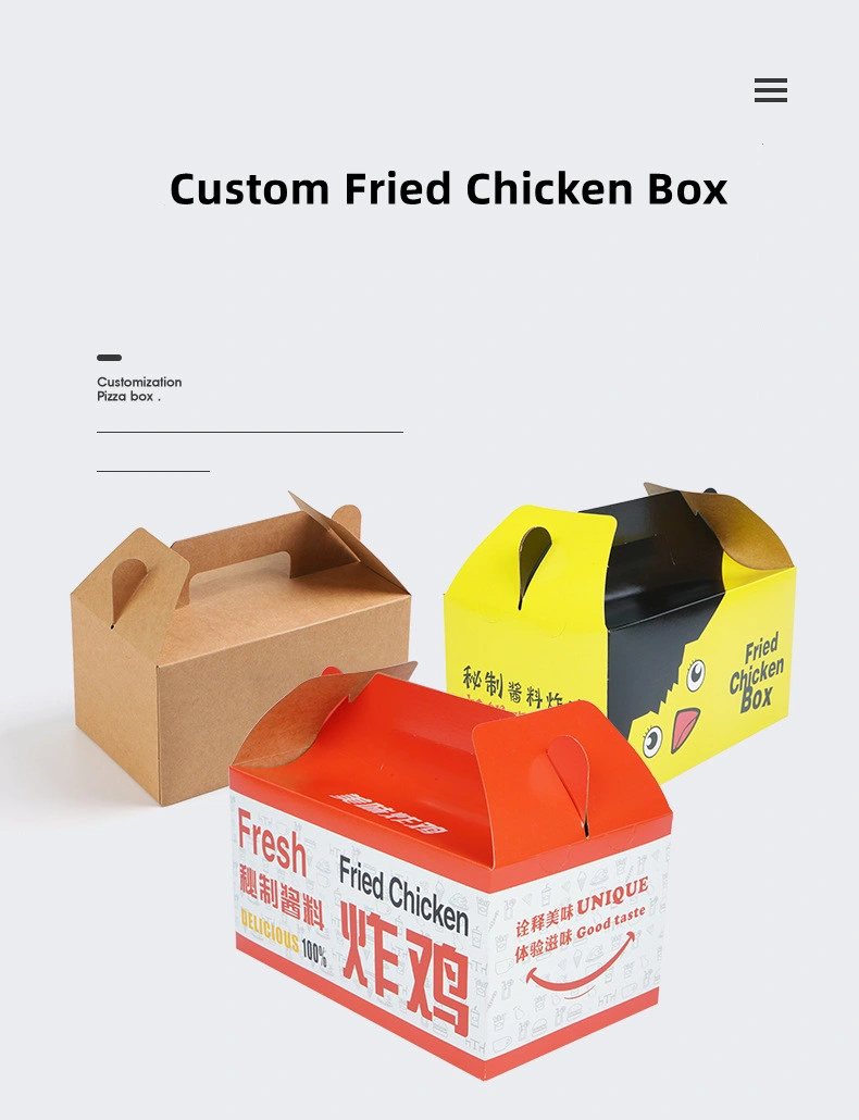 Custom White Cardboard Paper Fast Food Takeout Fried Chicken Packaging Boxes