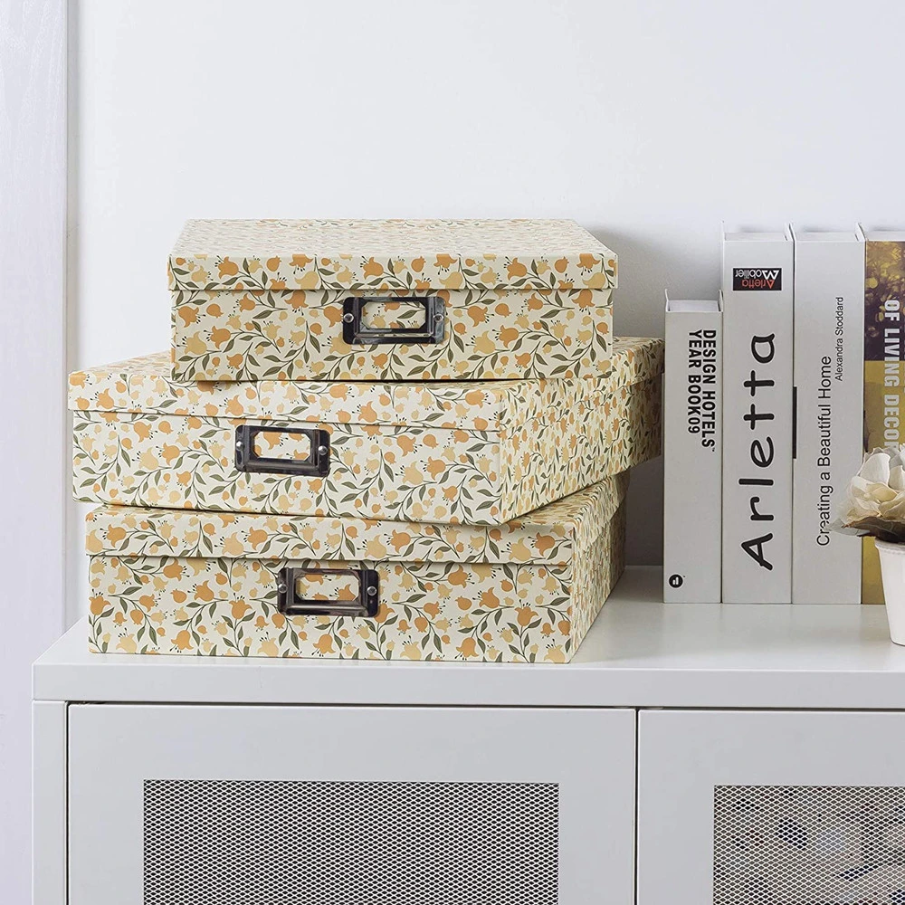 Decorative Storage Cardboard Boxes with Lids for Organizing