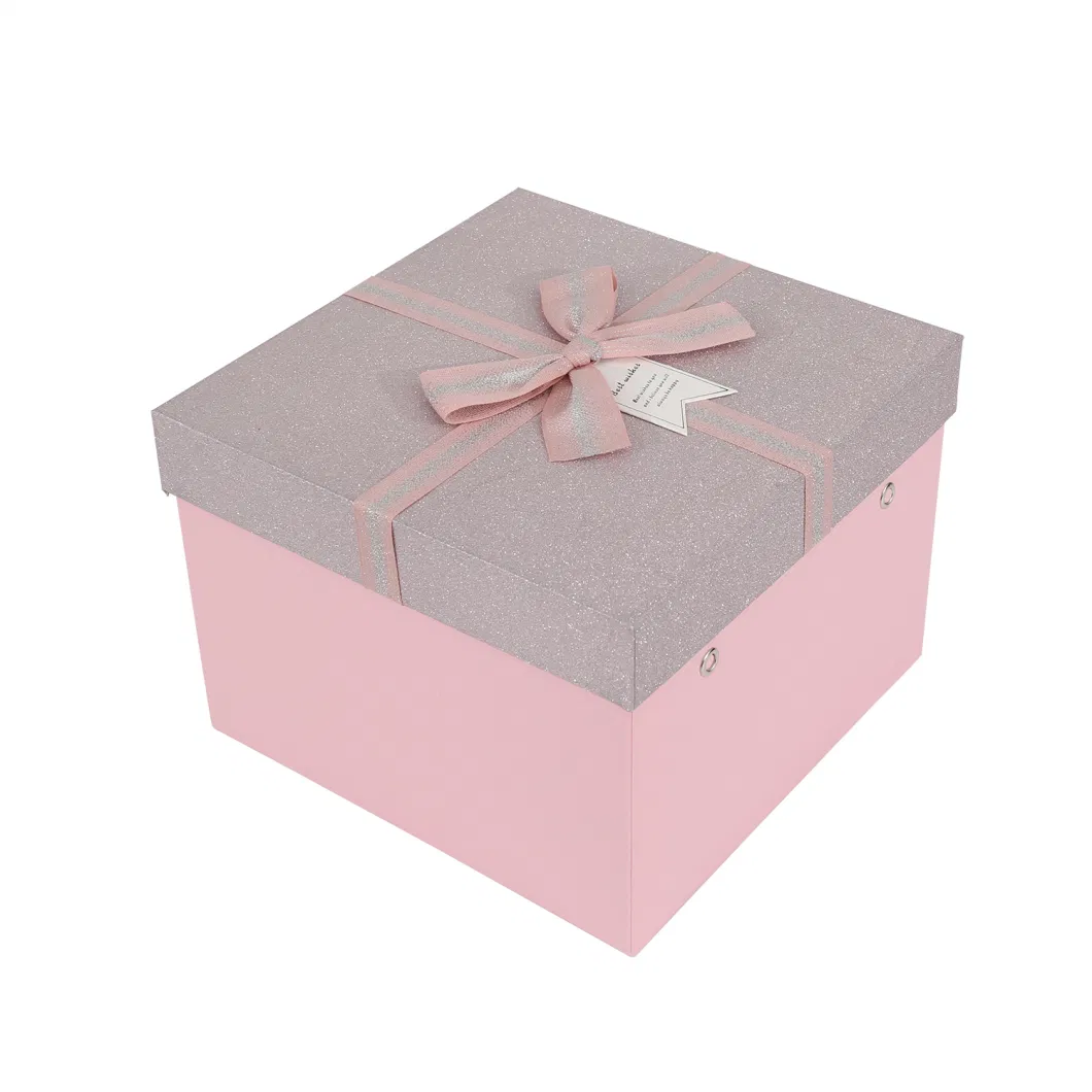 Glitter Pink Paper Custom Paper Gift Packaging Box for Cosmetic