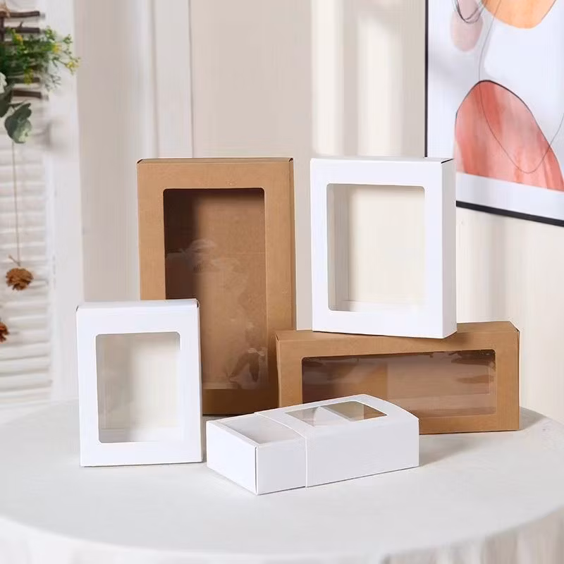 Transparent PVC Windows Rectangular Cardboard Premium Paper Gift Packaging Box