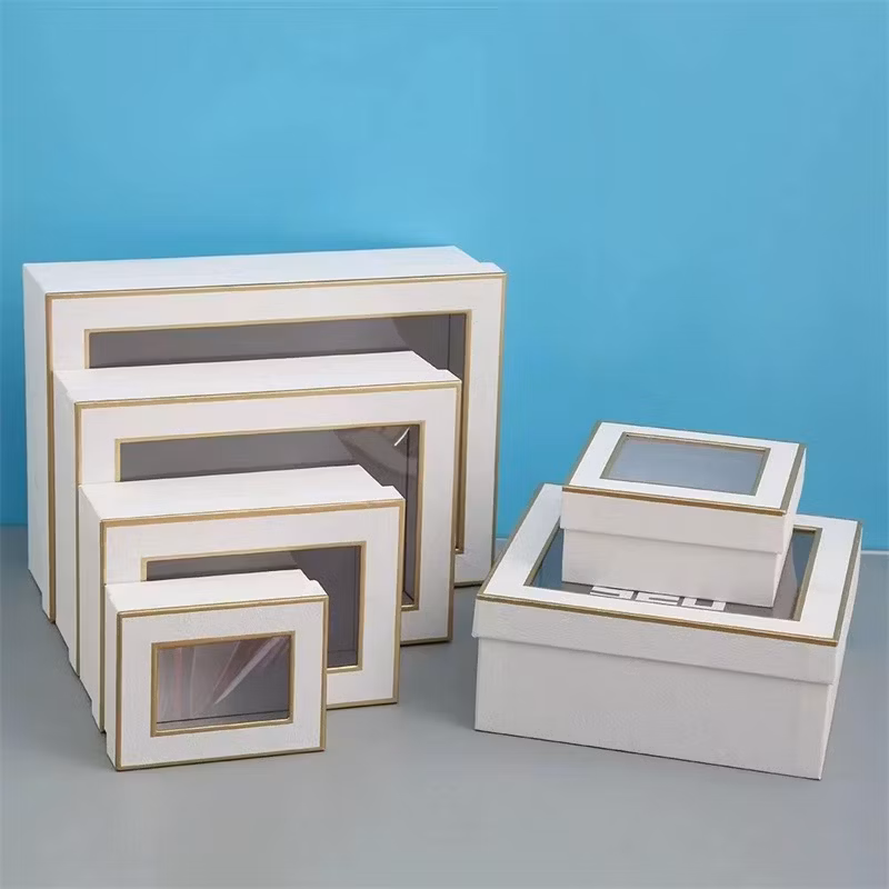 Transparent PVC Windows Rectangular Cardboard Premium Paper Gift Packaging Box