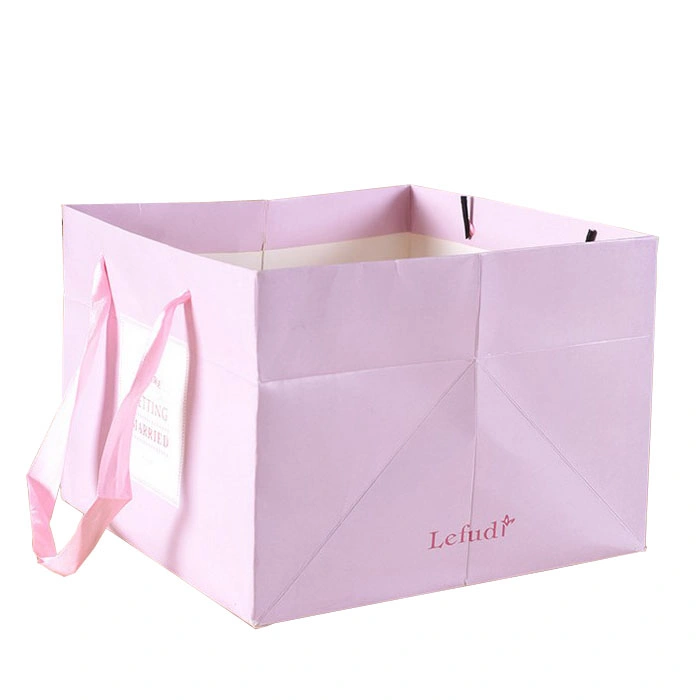 Custom Logo Printed Retail Extra Wide Base Large Packing Bakery Paper Bag for Cake Box