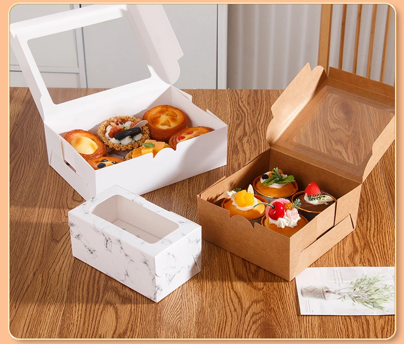 Cardboard Luxury Pastry Bread Cake Bread Doughnut Kraft Paper Box with Window