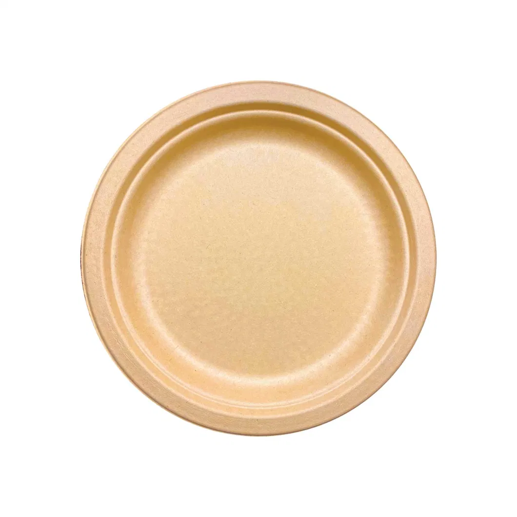 Wholesale Sugarcane Fiber Kraft Paper Plate for Restaurants, Food Trucks, Fast Food Takeouts