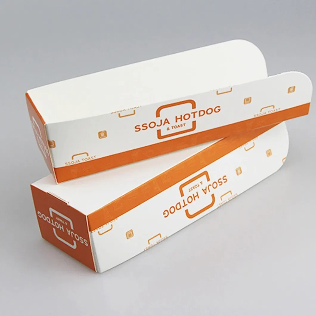 Disposable White Cardboard Food Packaging Lunch Snack Paper Hot Dog Box