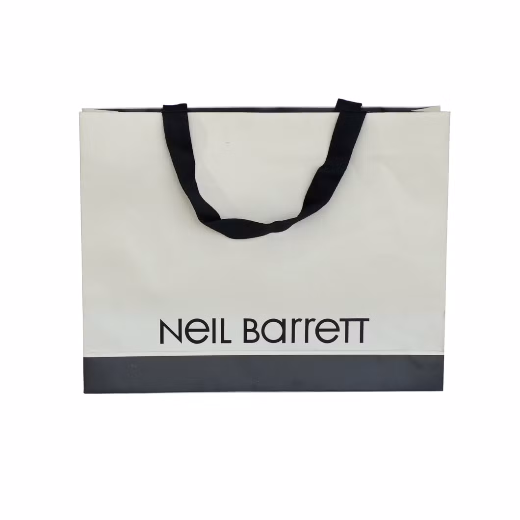 FSC Certificated China Factory Wholesale Luxury High Quality Custom PP Handle Paper Shopping Packaging Tote Gift Bags with Ribbon Closed Garment Bag