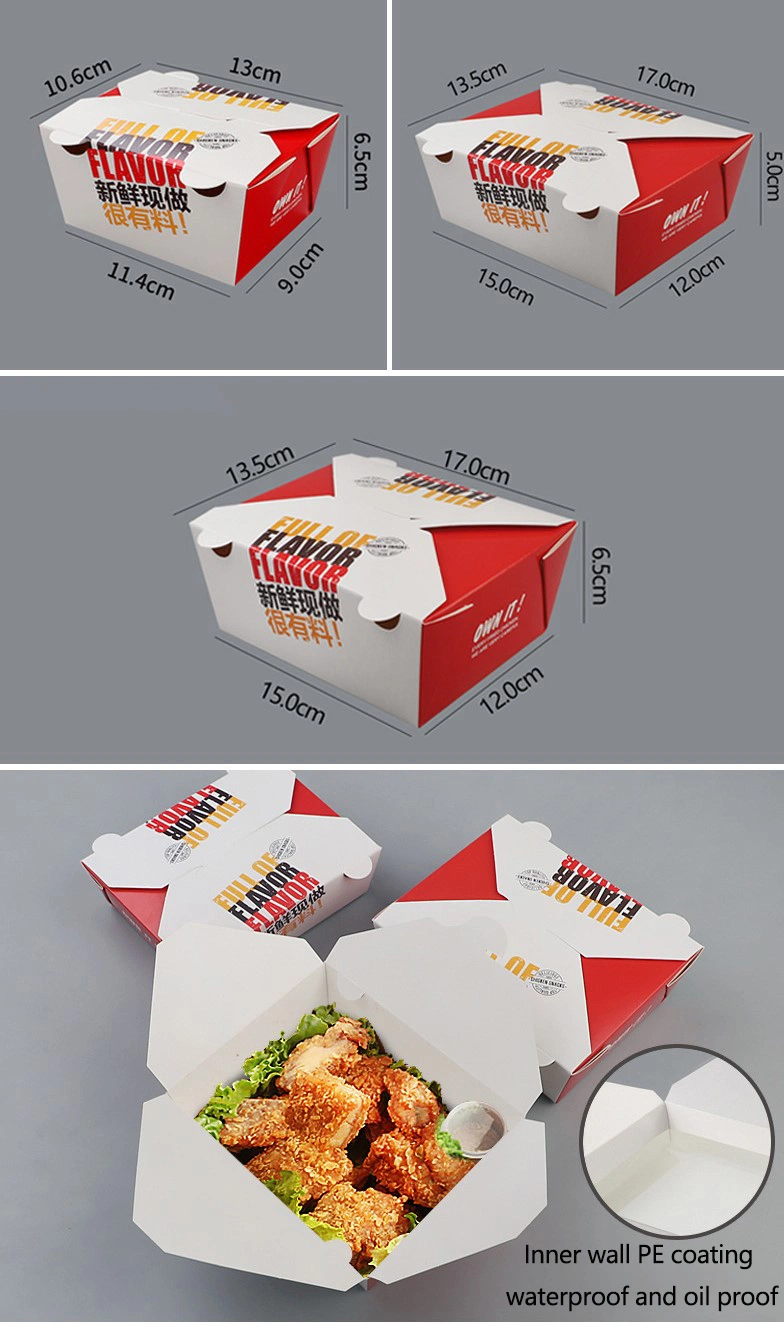 Biodegradable Paper Takeaway Takeout Fast Food Packaging Box Snack Food Containers Biodegradable Luch Packaging