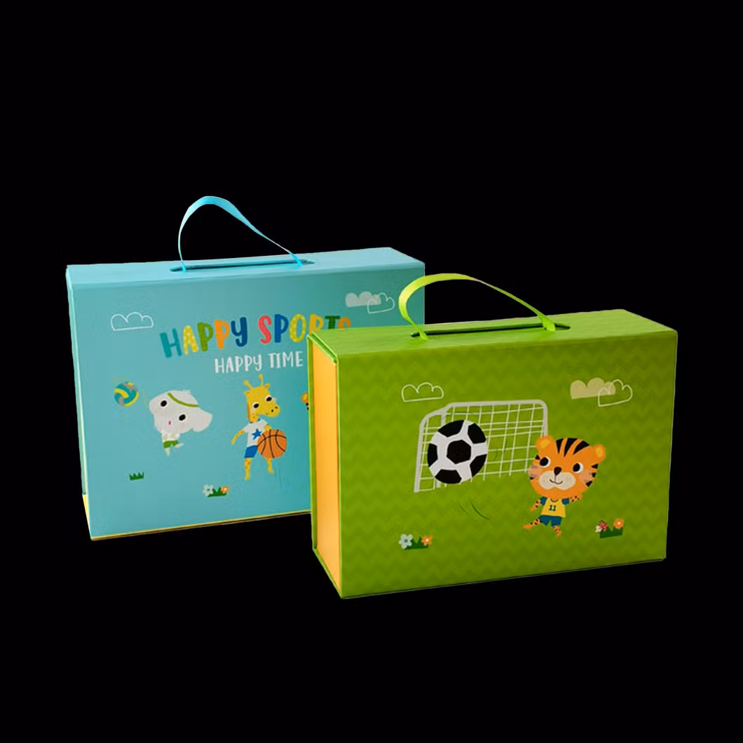FSC BSCI Custom Full Color Printing Luxury Fashion Flat Toy Packing Foldable Cardboard Carton Paper Packaging Gift Present Shipping Storage Box with Handle