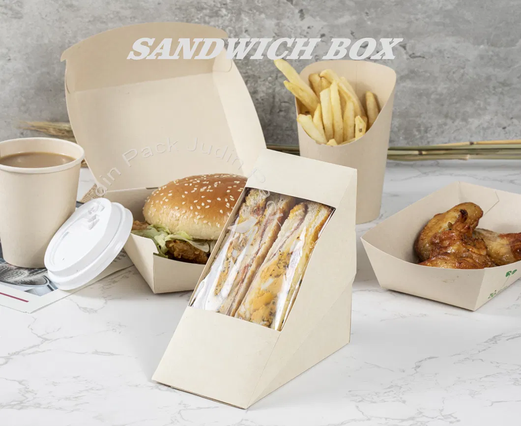 China Manufacturing Brown Kraft Paper Sandwich Box with Window