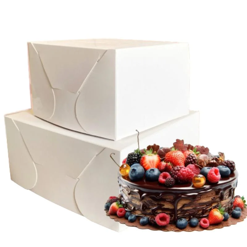 Square White Kraft Paper 8*8*4 Inch Cake Box with Lid