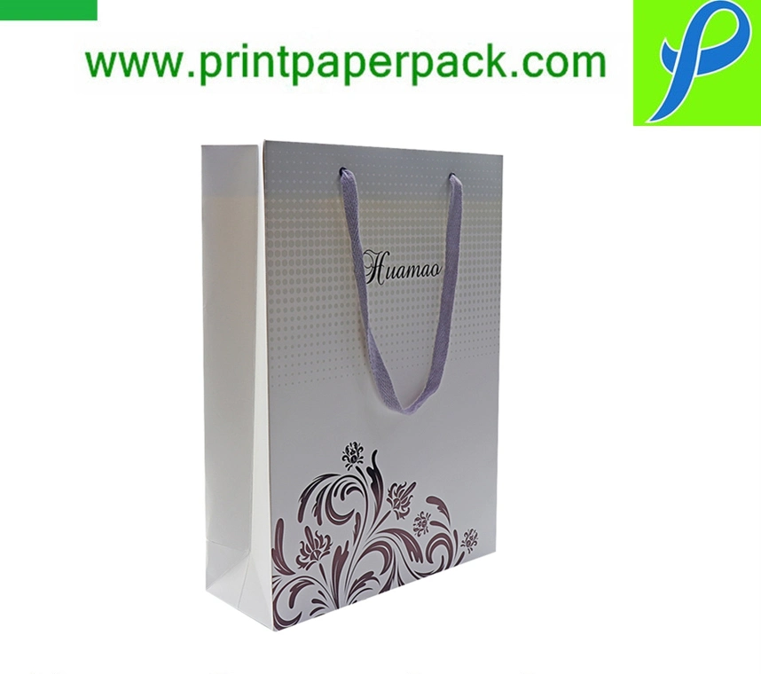 Luxury Branded Cardboard Paper Gift Bag with Grain and Rope Handle