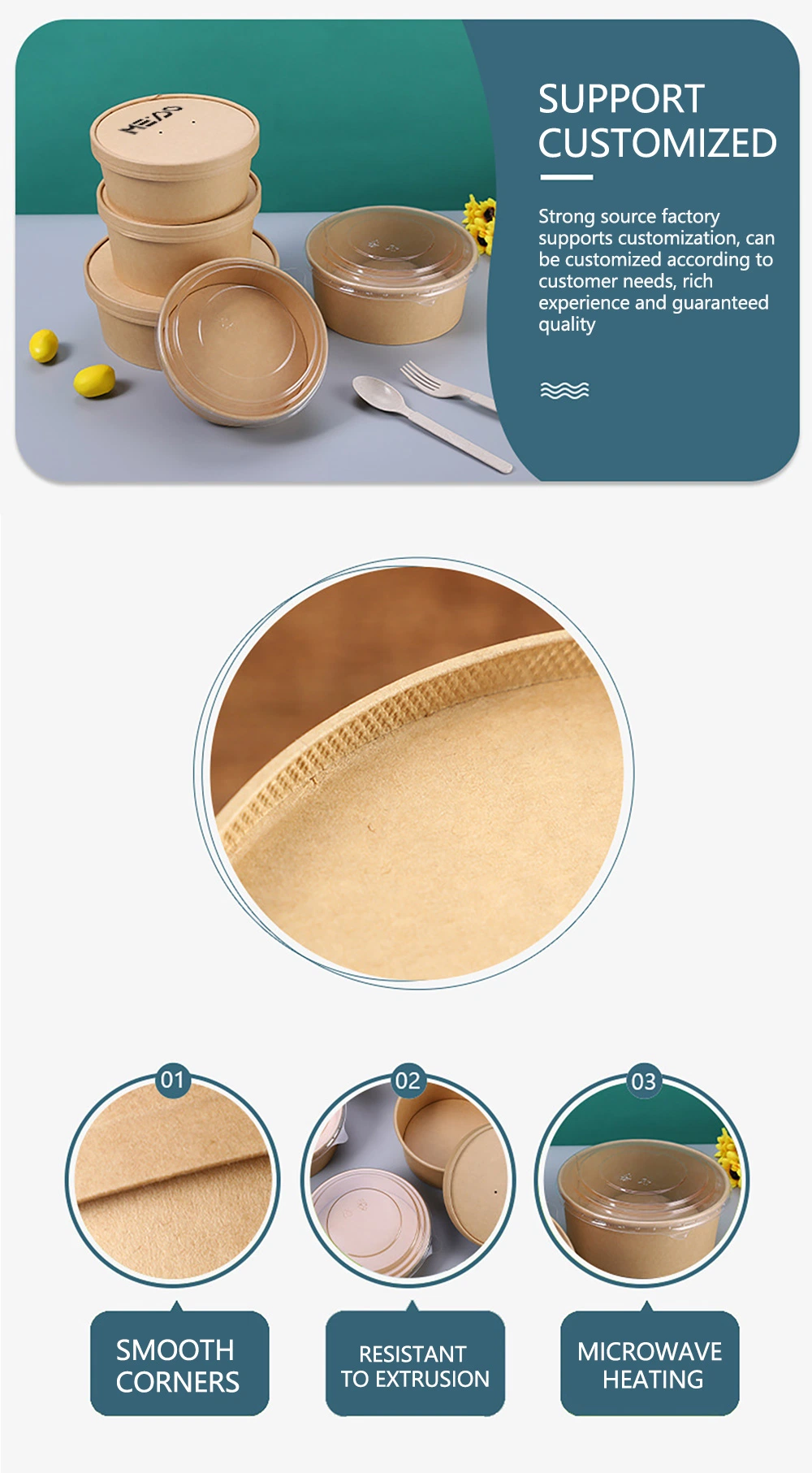 Eco-Friendly Degradable Kraft Paper Lunch Plate for Convenient and Sustainable Meals