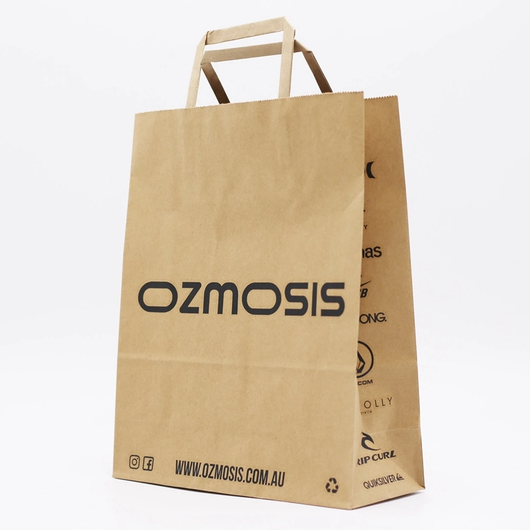 Custom Takeaway Grocery Shopping Small Medium Large Tote Kraft Packaging Bags Plain Brown Paper Bags with Handles