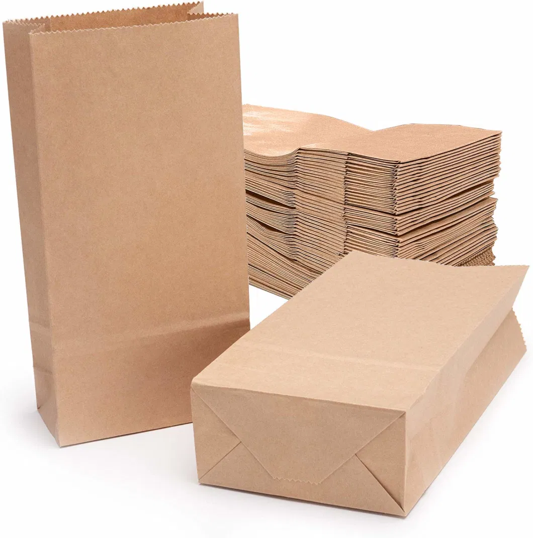 Factory Wholesale Bespoke Brown Paper Bags Sandwich Lunch Take Away Food Bags Gift Bags with Biodegradable Kraft for Birthday Party Wedding Christmas