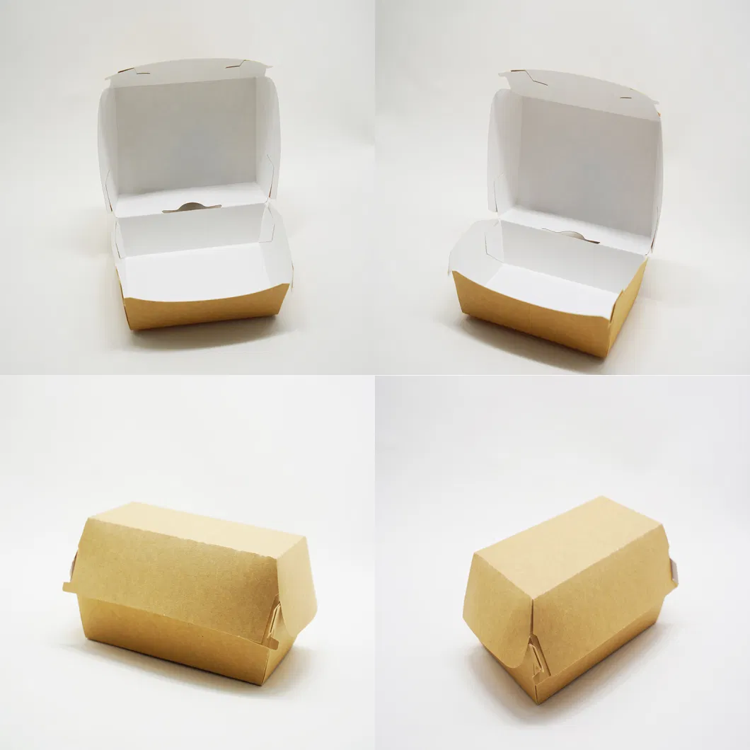 Clamshell Disposable Kraft Paper Foodgrade Takeaway Packing Burger Box