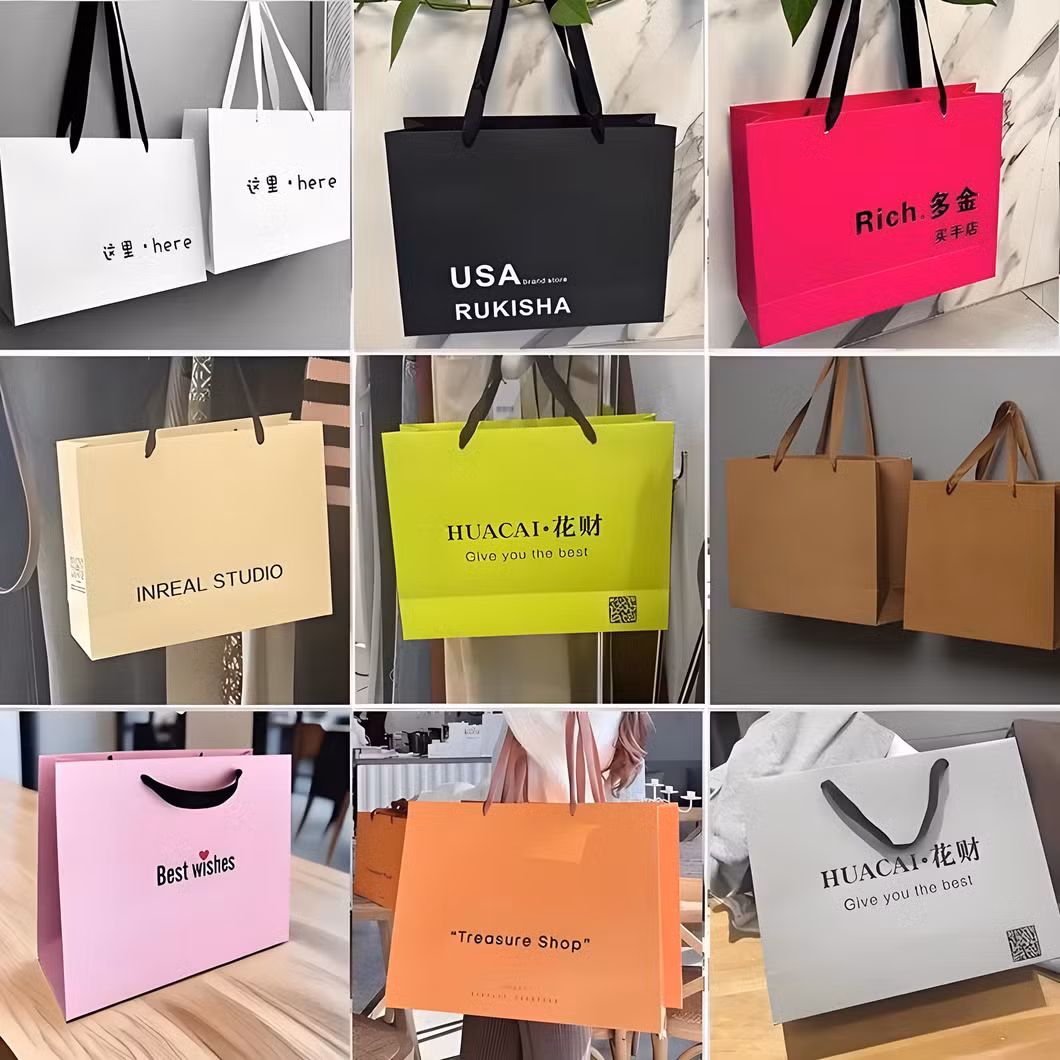 Wholesale Paper Wedding Favor Handbag Custom Shopping Paper Bags White Wedding Christmas Valentines Day Clothes Paper Gift Bag