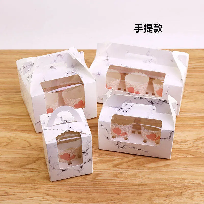 Food Grade Cupcake Take Away Paper Packaging Box with Insert