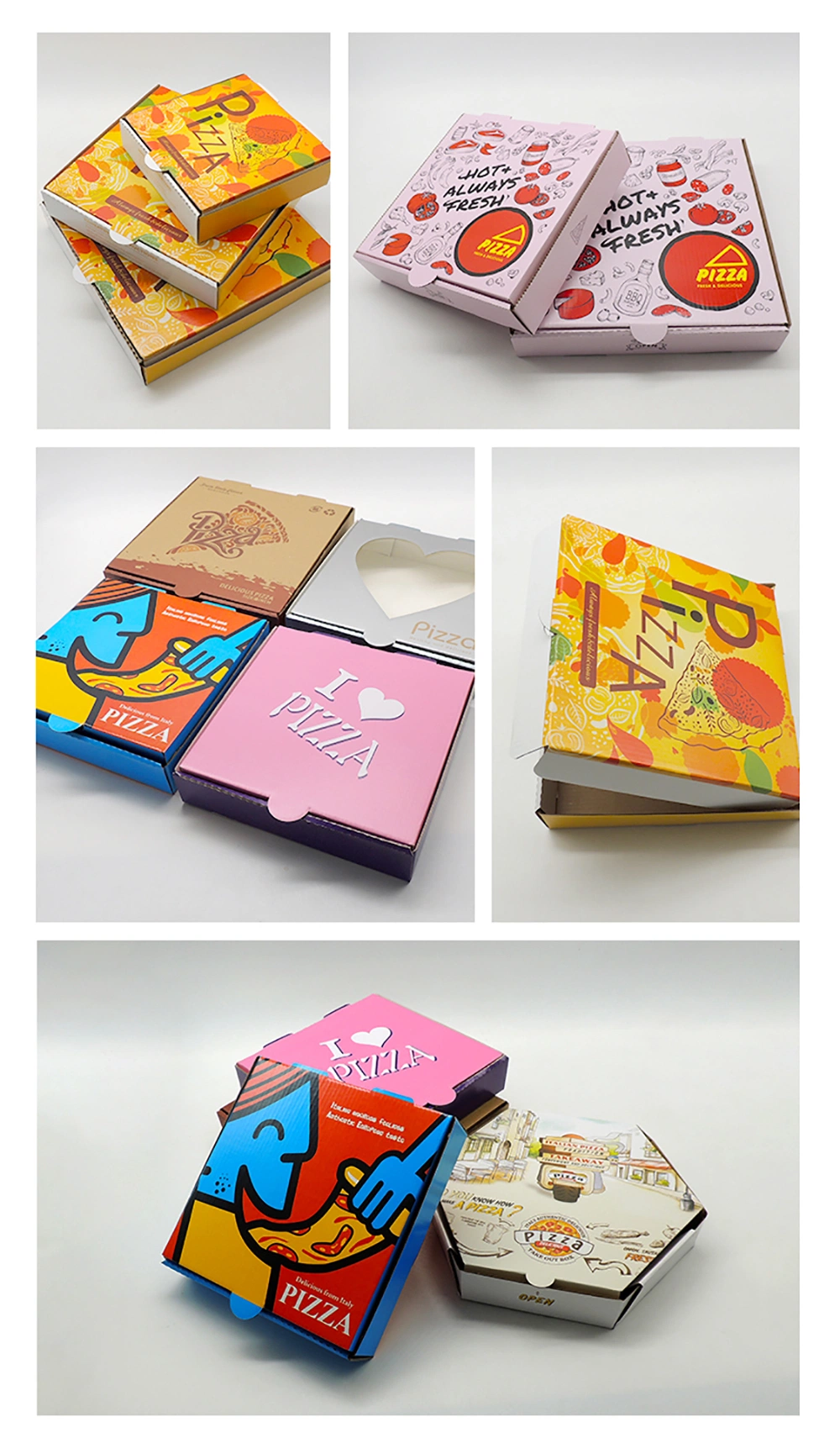 High Quality Customized Design Portable Paper Packing Box Disposable Square Pizza Boxes