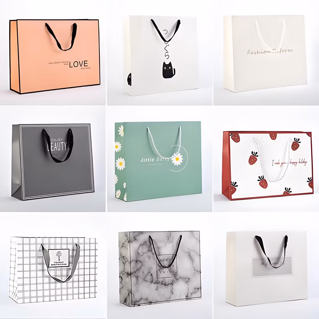 Wholesale Paper Wedding Favor Handbag Custom Shopping Paper Bags White Wedding Christmas Valentines Day Clothes Paper Gift Bag