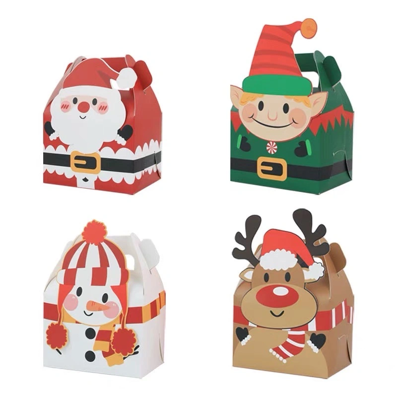 Eco Friendly Foldable Christmas Candy Dessert Cookie Paper Box with Logo Printing Xmas Sweet Biscuit Pastry Cardboard 3D Gift Package Boxes Cupcake Boxes