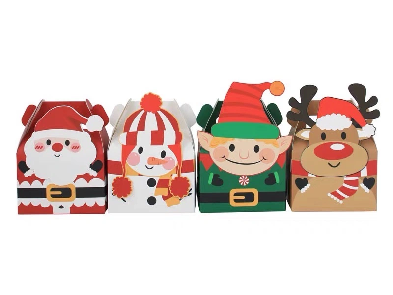 Eco Friendly Foldable Christmas Candy Dessert Cookie Paper Box with Logo Printing Xmas Sweet Biscuit Pastry Cardboard 3D Gift Package Boxes Cupcake Boxes