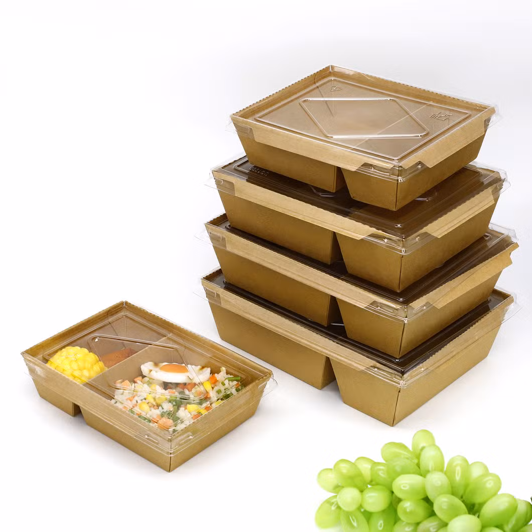 Kraft Paper Lunch Box Packaging Food Take Away Paper Lunch Box with Lid