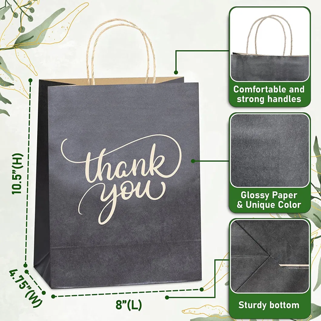 Black Craft Paper Gift Bag for Small Business with Logo