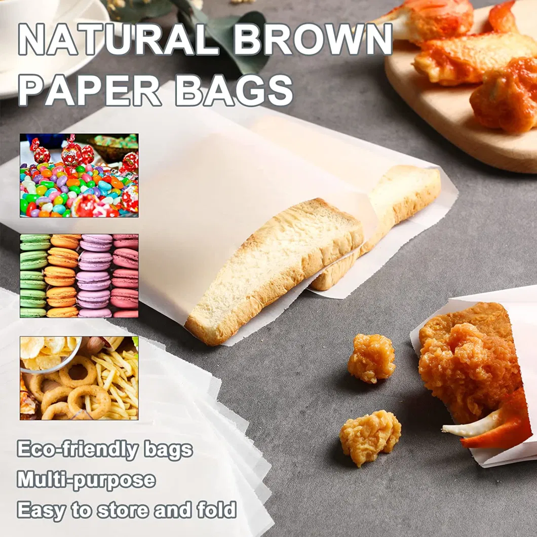 Takeaway Bread Packaging Brown White Kraft Small Paper Bag for Snack