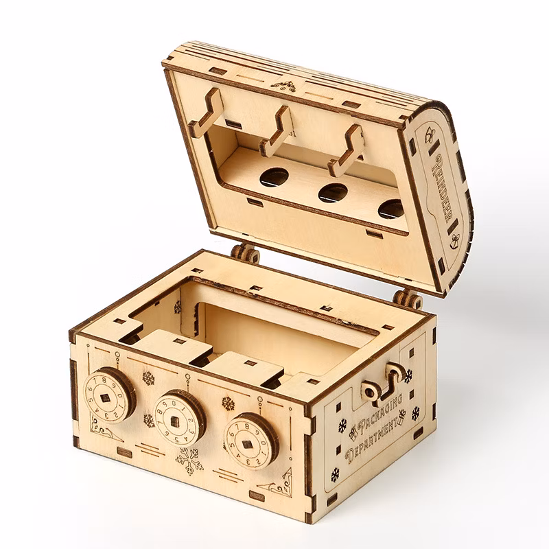 3D Wood Puzzle DIY Model Building Kit Treasure Box Creative Craft Gifts