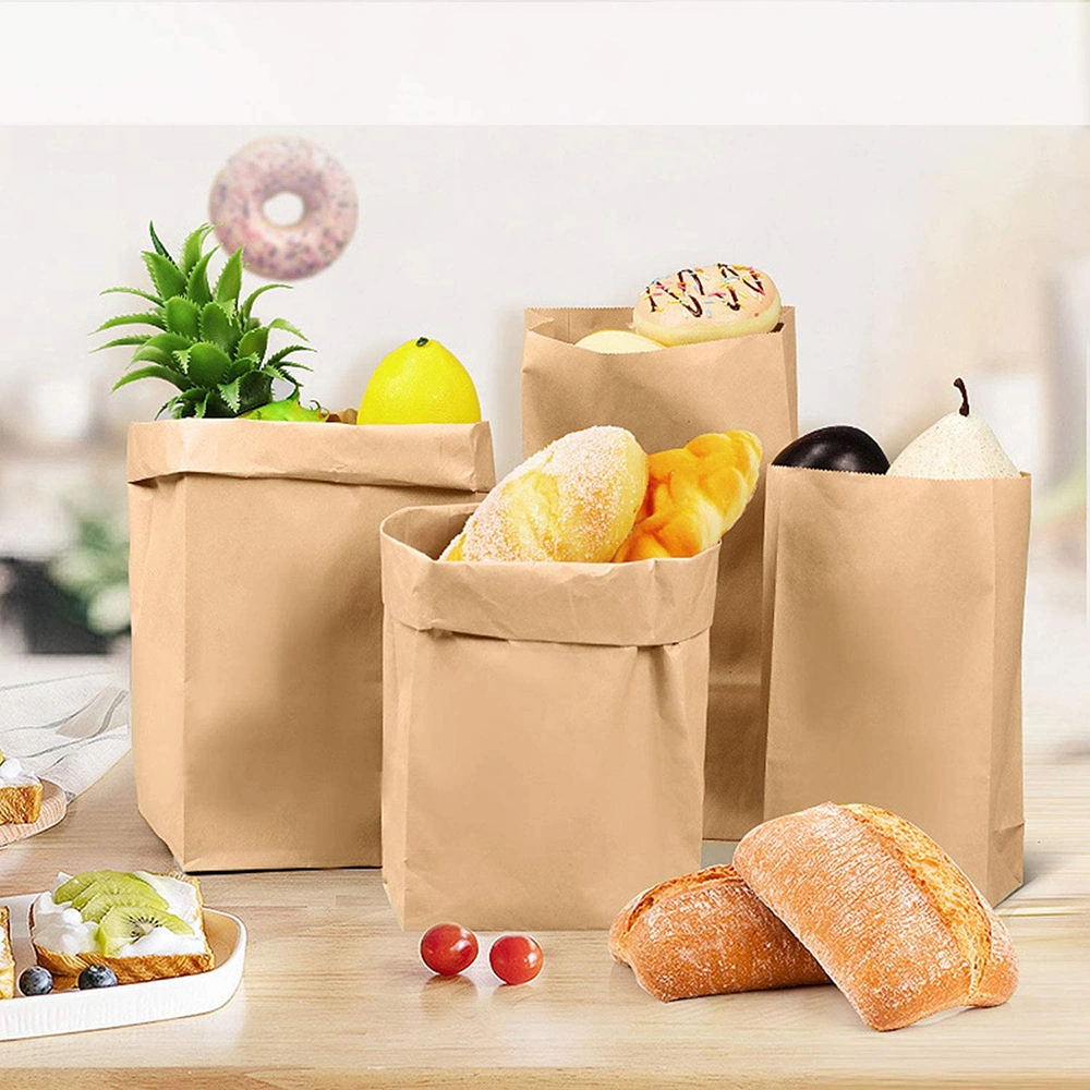 Natural Brown Block Bottom Bread Pastry Paper Gift Bags