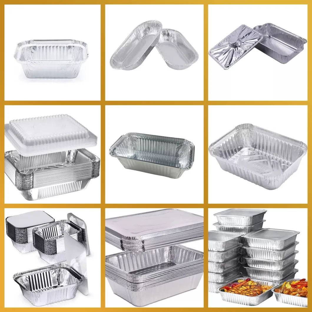 Cake Baking Aluminum Foil Container Laminated Cardboard Lid Foil Food Storage Containers