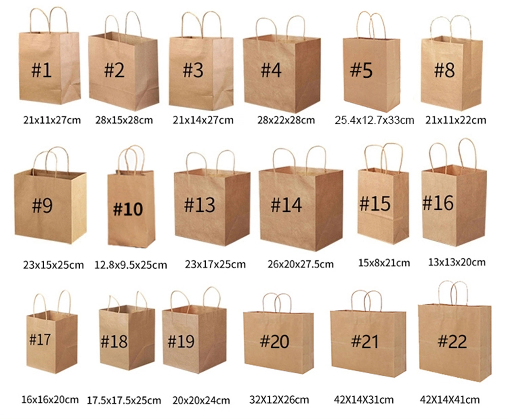 Gift Brown White Kraft Paper Bag with Handle