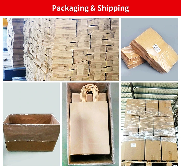 Customized Kraft Paper Packing Bag with Twisted Handle for Shopping Gift Grocery