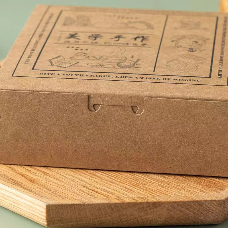 Square Brown Kraft Paper Box with Custom Printing with Low Price for Bakery/Cake