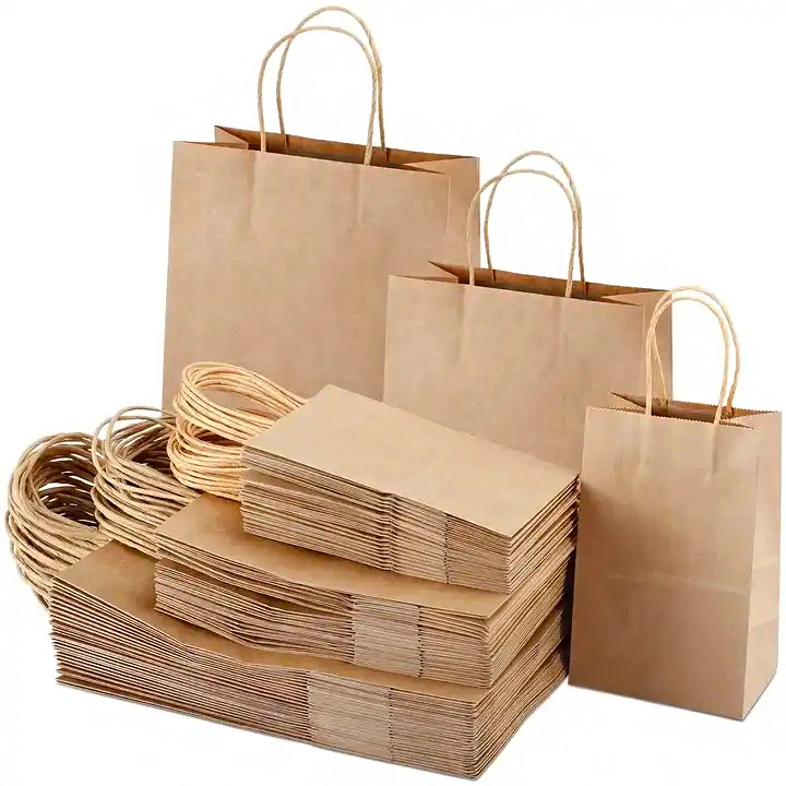 Hot Sale Cheap Flat Handle Kraft Paper Bag Custom Logo