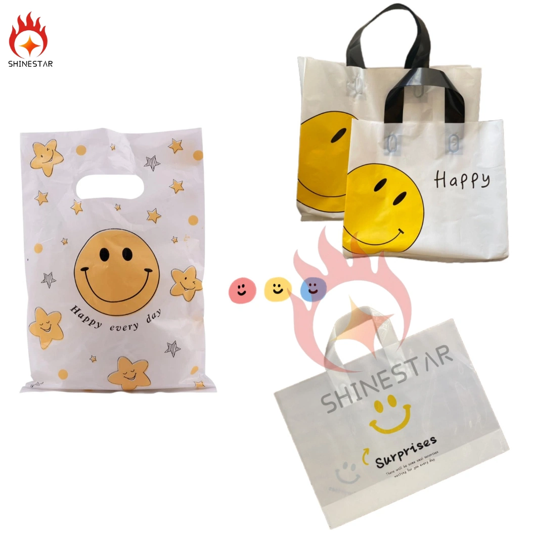 Small Plastic Merchandise Bag Plastic Shopping Bag with Handle for Business, Retail, Gift