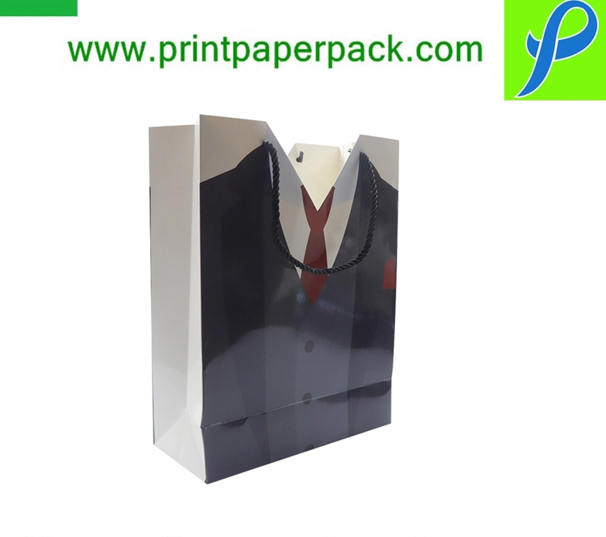 Luxury Branded Cardboard Paper Gift Bag with Grain and Rope Handle