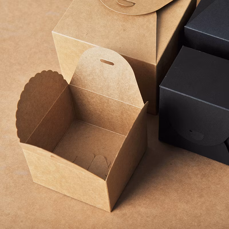 Brown Kraft Paper Cardboard Cookie Cake Printing Folding Wholesale Clear Window Box